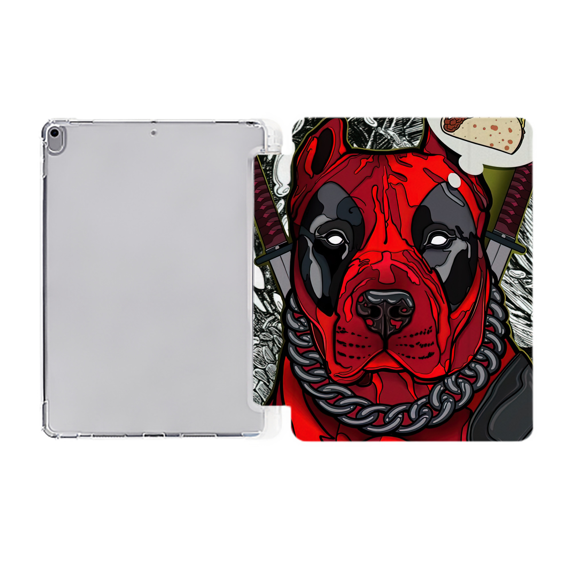 （画像用） Deadpool デッドプール IPad ケース ペン収納付き 三つ折りスタンド PUレザー×シリコン 対応機種9.5/10.5/10.9インチ